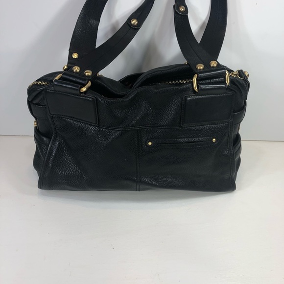 Black leather B. Makowsky purse gold tone hardware - Picture 5 of 11